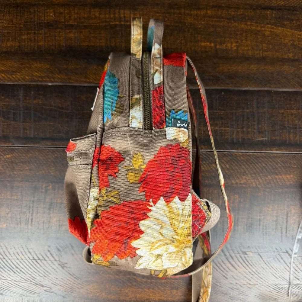 Herschel Nova Mini Backpack Brown Floral OS Canvas Boho School Travel Bag